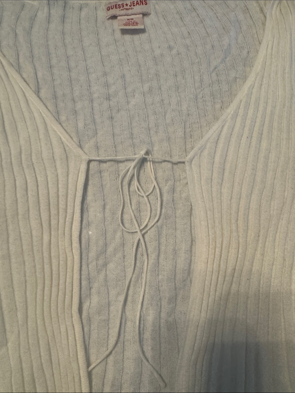 GUESS Jeans Cream Ribbed Cardigan - Picture 3 of 7